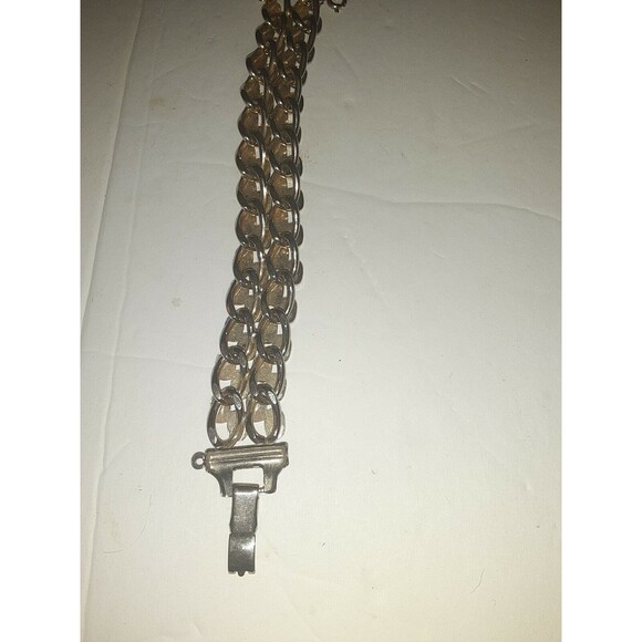 Goldtone Heavy Bracelet With Safety Chain - Picture 4 of 5